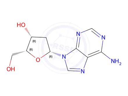 Chemical structure of 1-(2'-deoxy-beta-threopentofuranosyl)adenine