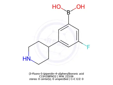 Chemical structure of (3-Fluoro-5-(piperidin-4-yl)phenyl)boronic acid