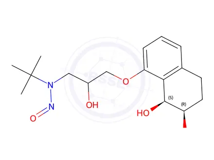 Chemical structure of N-(tert-butyl)-N-(3-(((7R,8S)-7,8-dihydroxy-5,6,7,8-tetrahydronaphthalen-1-yl)oxy)-2-hydroxypropyl)nitrous amide