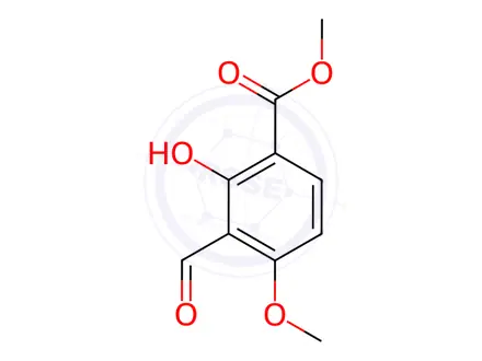 Chemical structure of 3-formyl-2-hydroxy-4-methoxy-benzoic acid methyl ester