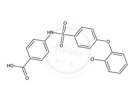 Chemical structure of 4-((4-(2-Chlorophenoxy)phenyl)sulfonamido)benzoic acid