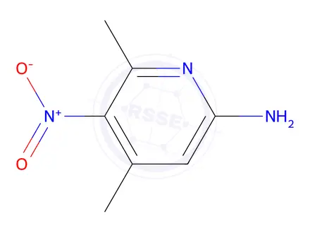 Chemical structure of 2-amino-5-nitro-4,6-dimethylpyridine