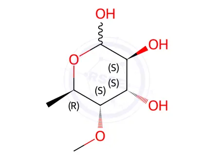 Chemical structure of 4-O-Methyl-6-deoxy-D-altropyranose