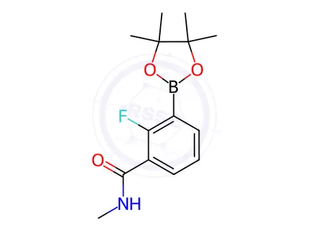 Chemical structure of 2-Fluoro-N-methyl-3-(4,4,5,5-tetramethyl-1,3,2-dioxaborolan-2-yl)benzamide