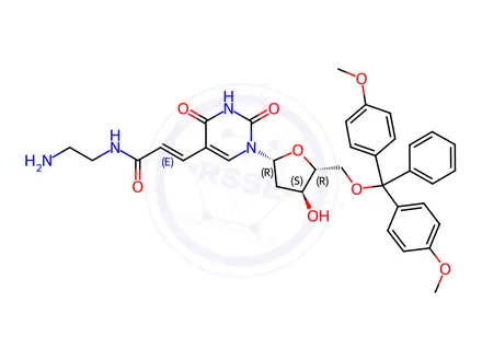 Chemical structure of 5-[N-(2-Aminoethyl)-3-(E)-acrylamido]-5'-O-(dimethoxytrityl)-2'-deoxyuridine