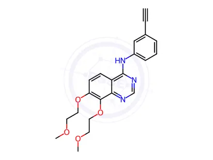 Chemical structure of N-(3-Ethynylphenyl)-7,8-bis(2-methoxyethoxy)quinazolin-4-amine