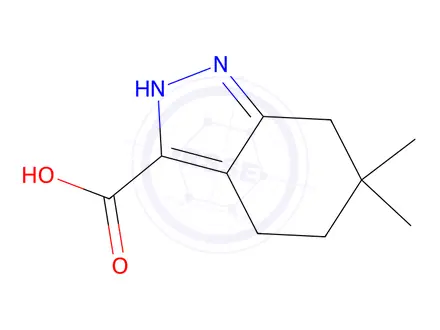 Chemical structure of 6,6-Dimethyl-4,5,6,7-tetrahydro-1H-indazole-3-carboxylic acid, 97%