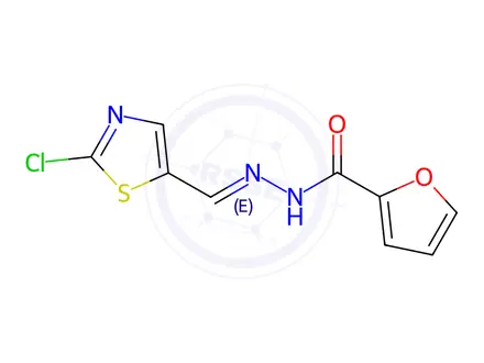 Chemical structure of N'-[(1E)-(2-Chloro-1,3-thiazol-5-yl)methylidene]furan-2-carbohydrazide