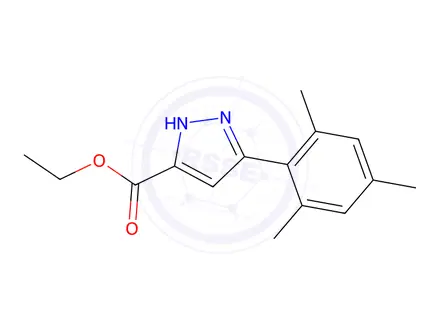 Chemical structure of Ethyl 5-(2,4,6-trimethylphenyl)-1H-pyrazole-3-carboxylate