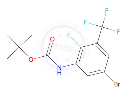 Chemical structure of tert-Butyl (5-bromo-2-fluoro-3-(trifluoromethyl)phenyl)carbamate