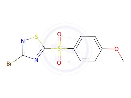 Chemical structure of 3-Bromo-5-(4-methoxyphenylsulfonyl)-1,2,4-thiadiazole