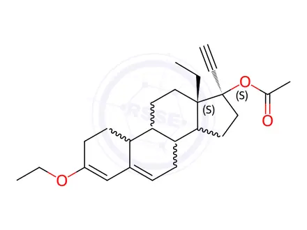 Chemical structure of 3-Ethoxy-13-ethyl-17-ethynylgona-3,5-dien-17β-yl Acetate
