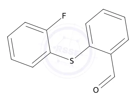 Chemical structure of 2-((2-Fluorophenyl)thio)benzaldehyde