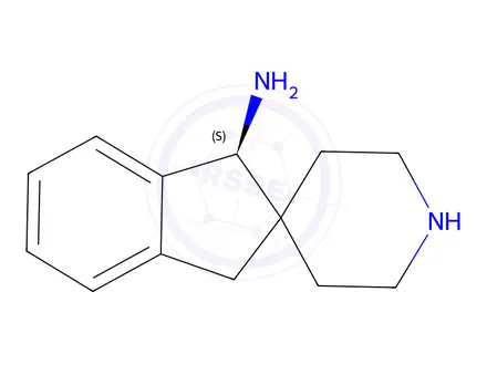 Chemical structure of Spiro[2H-indene-2,4'-piperidin]-1-amine, 1,3-dihydro-, hydrochloride (1:2), (1S)-