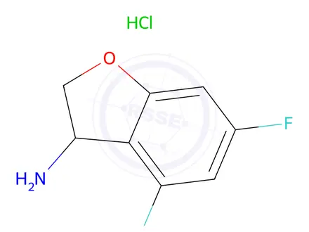 Chemical structure of 4,6-difluoro-2,3-dihydro-1-benzofuran-3-amine hydrochloride