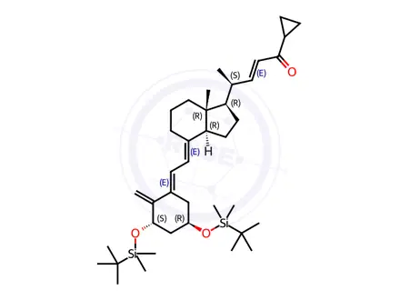 Chemical structure of 2-Penten-1-one, 4-[(1R,3aS,4E,7aR)-4-[(2E)-2-[(3S,5R)-3,5-bis[[(1,1-dimethylethyl)dimethylsilyl]oxy]-2-methylenecyclohexylidene]ethylidene]octahydro-7a-methyl-1H-inden-1-yl]-1-cyclopropyl-, (2E,4S)-