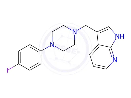 Chemical structure of (+/-)-3-[(4-IODOPHENYL)-1-PIPERAZYL] METHYLPYRROLO [2,3-B] PYRIMIDINE TRIHYDROCHLORIDE