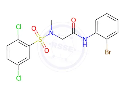 Chemical structure of N-(2-bromophenyl)-2-[(2,5-dichlorophenyl)sulfonyl-methylamino]acetamide