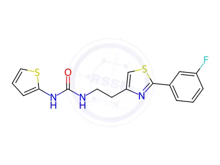 Chemical structure of 1-(2-(2-(3-Fluorophenyl)thiazol-4-yl)ethyl)-3-(thiophen-2-yl)urea