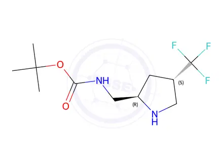 Chemical structure of Tert-butyl (((2R,4S)-4-(trifluoromethyl)pyrrolidin-2-yl)methyl)carbamate