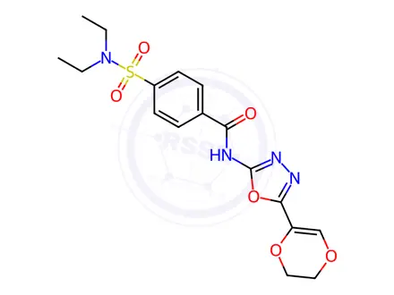 Chemical structure of 4-(N,N-Diethylsulfamoyl)-N-(5-(5,6-dihydro-1,4-dioxin-2-yl)-1,3,4-oxadiazol-2-yl)benzamide