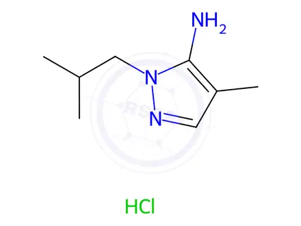 Chemical structure of 1-Isobutyl-4-methyl-1H-pyrazol-5-amine hydrochloride