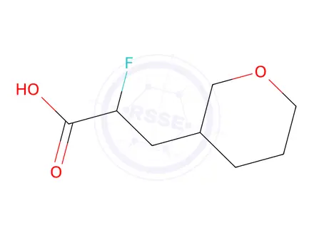 Chemical structure of 2-fluoro-3-(oxan-3-yl)propanoic acid
