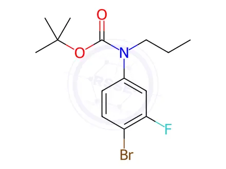 Chemical structure of Carbamic acid, N-(4-bromo-3-fluorophenyl)-N-propyl-, 1,1-dimethylethyl ester