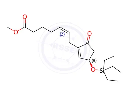 Chemical structure of (R,Z)-Methyl 7-(5-oxo-3-((triethylsilyl)-oxy)cyclopent-1-en-1-yl)hept-5-enoate