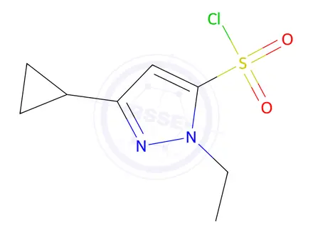 Chemical structure of 3-Cyclopropyl-1-ethyl-1h-pyrazole-5-sulfonyl chloride