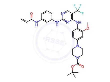 Chemical structure of tert-butyl 4-(4-((2-((3-acrylamidophenyl)amino)-5-(trifluoromethyl)pyrimidin-4-yl)amino)-3-methoxyphenyl)piperazine-1-carboxylate