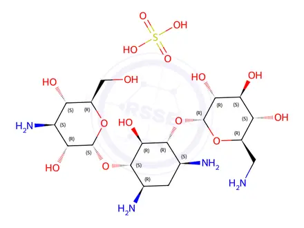 Chemical structure of kanamycin A sulphate