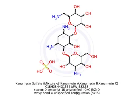 Chemical structure of Kanamycin Sulfate (Mixture of Kanamycin A,Kanamycin B,Kanamycin C)