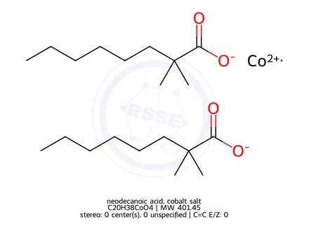 Chemical structure of neodecanoic acid, cobalt salt