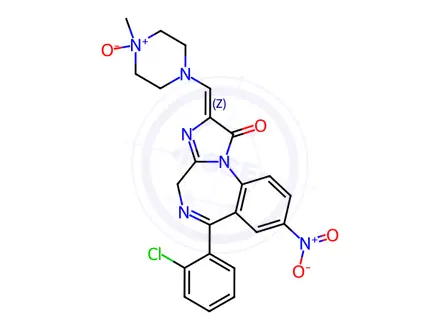 Chemical structure of Loprazolam Impurity 1(Loprazolam Piperidine N-Oxide)
