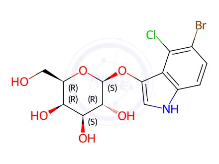 Chemical structure of 5-Bromo-4-chloro-3-indolyl-β-D-galactopyranoside