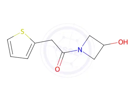 Chemical structure of 1-(3-hydroxyazetidin-1-yl)-2-(thiophen-2-yl)ethan-1-one