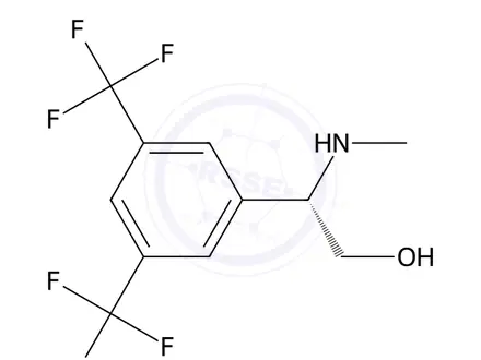 Chemical structure of (S)-2-(3,5-bis(trifluoromethyl)phenyl)-2-(methylamino)ethan-1-ol