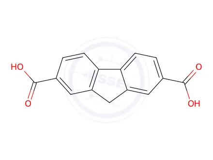 Chemical structure of 9H-fluorene-2,7-dicarboxylic acid