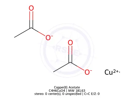 Chemical structure of Acetic acid, copper(2+) salt, basic