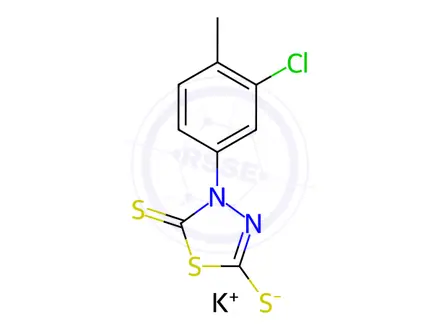 Chemical structure of Potassium 4-(3-chloro-4-methylphenyl)-5-thioxo-4,5-dihydro-1,3,4-thiadiazole-2-thiolate