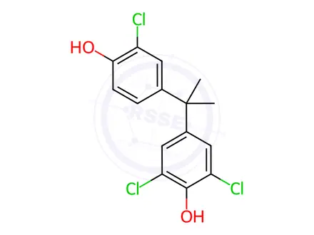 Chemical structure of 2,6-Dichloro-4-(2-(3-Chloro-4-Hydroxyphenyl)Propan-2-Y
