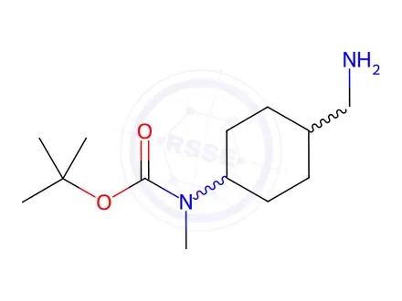 Chemical structure of Carbamic acid, N-[trans-4-(aminomethyl)cyclohexyl]-N-methyl-, 1,1-dimethylethyl ester