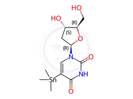 Chemical structure of 5-(Trimethylstannyl)-2’-deoxyuridine