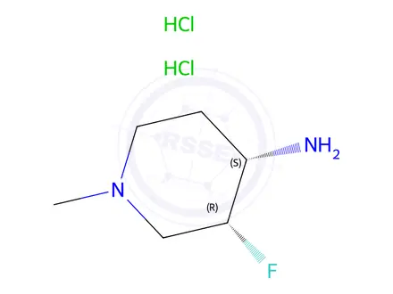 Chemical structure of (3R,4S)-3-fluoro-1-methyl-piperidin-4-amine;dihydrochloride