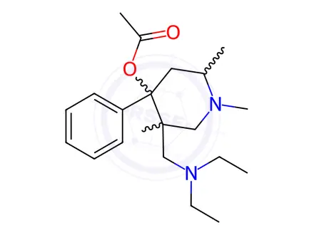Chemical structure of [5-(diethylaminomethyl)-1,2,5-trimethyl-4-phenyl-4-piperidyl] acetate dihydrochloride