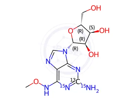 Chemical structure of Guanosine-13C,15N2 6-(O-Methyloxime)