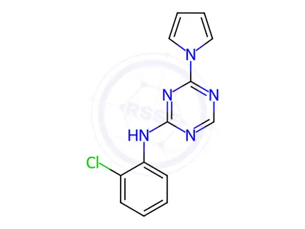 Chemical structure of N-(2-chlorophenyl)-4-(1H-pyrrol-1-yl)-1,3,5-triazin-2-amine