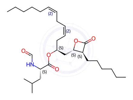 Chemical structure of Orlistat Impurity 23 (Orlistat Tetradehydro Impurity) (Lipstatin)