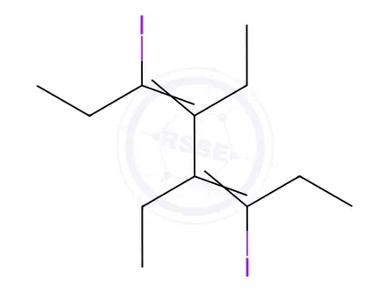 Chemical structure of 3,5-Octadiene, 4,5-diethyl-3,6-diiodo-, (3Z,5Z)-